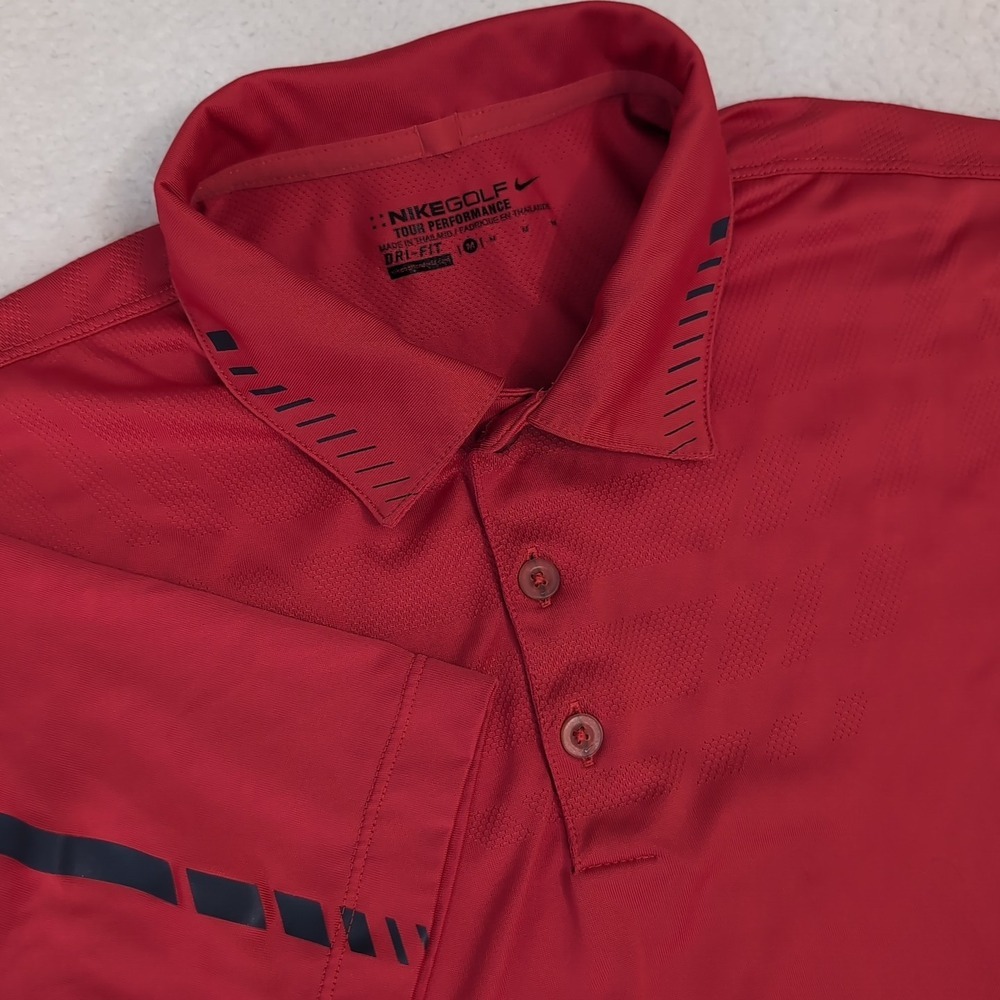 Nike Golf Tour Performance Dri Fit Short Sleeve Polo Red Mem M Center Big Swoosh